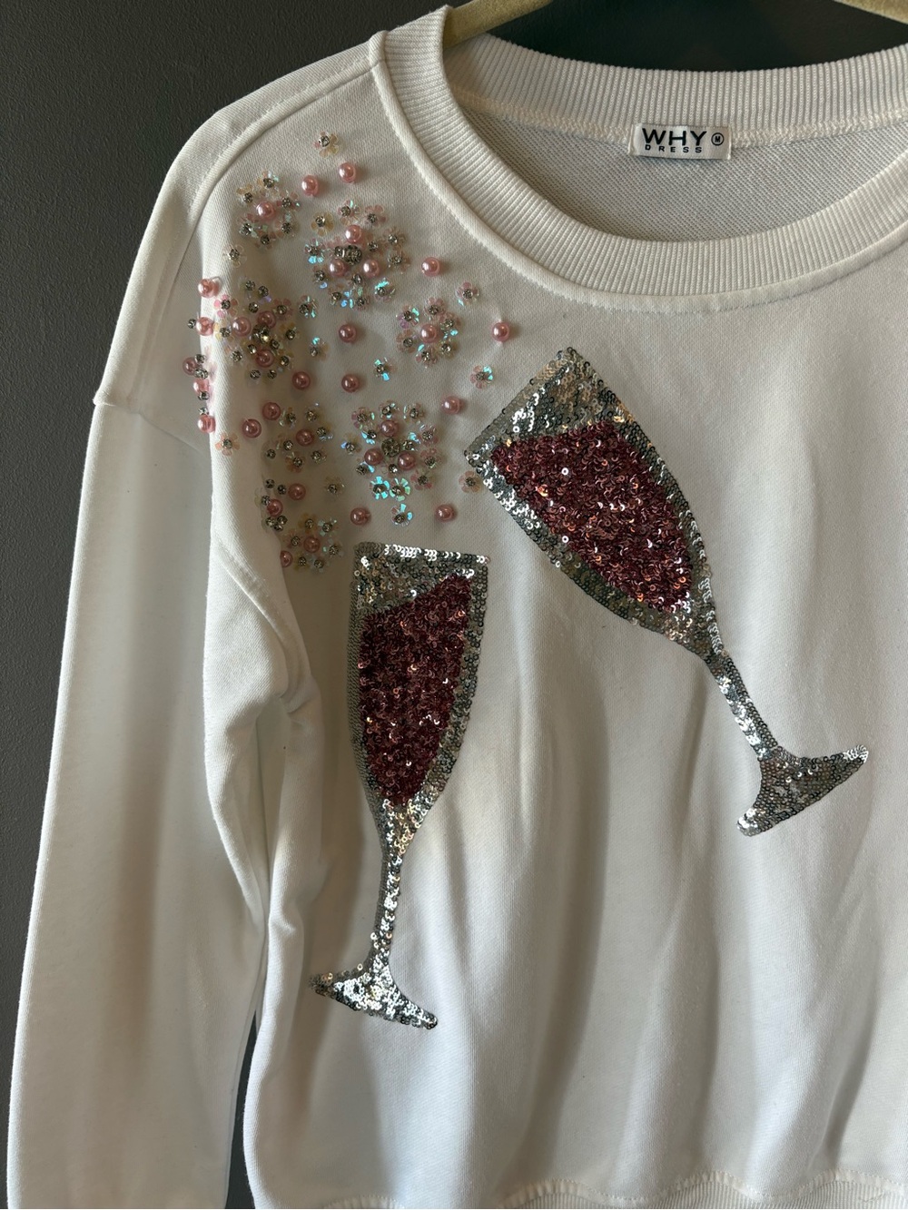 Champagne Glasses Embellished Sweatshirt - Medium - Picture 2 of 5
